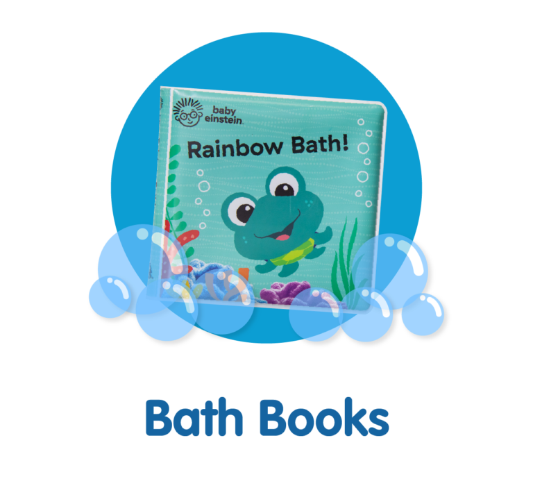 Circle containing Rainbow Bath Baby Einstein. Bath Books